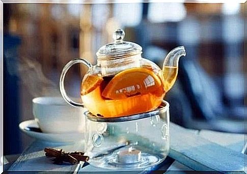 Teapots with orange peel tea