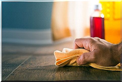 Wooden surfaces polished with a microfiber cloth