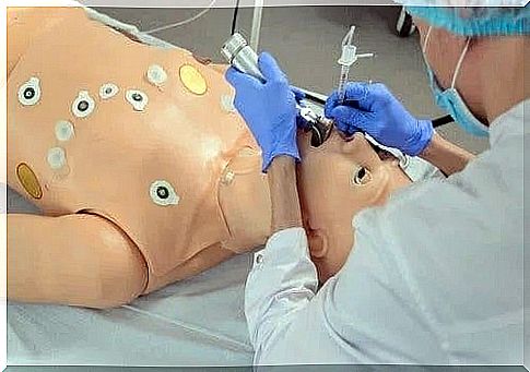 Doctor testing drugs used for intubation