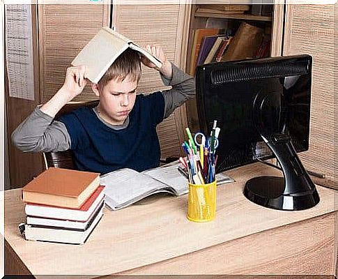 Child having difficulty doing homework