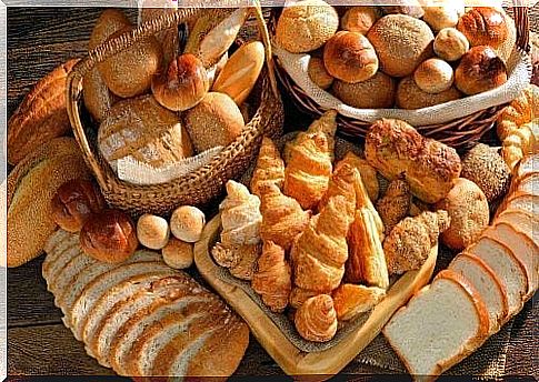 White bread and various pastries